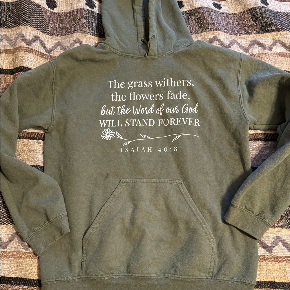 Olive Green Isaiah 40:8 Graphic Hoodie